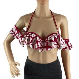 Raisins Dharma Ruffle Off Shoulder Bikini Top Burgundy Small